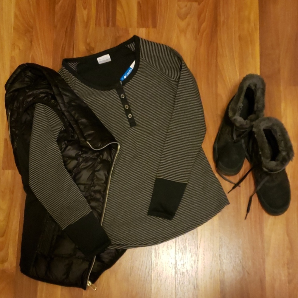 Columbia Thermal Henley Black & Gray